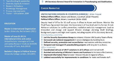 OWS CV Sample Peacebuilding Advisor